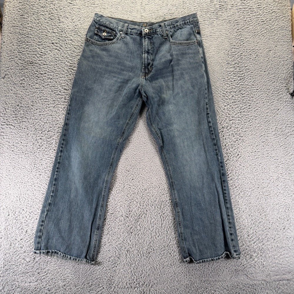 Route 66 Jeans Mens 36x30 Blue Cotton Denim Bootcut Leg Faded Workwear Travel